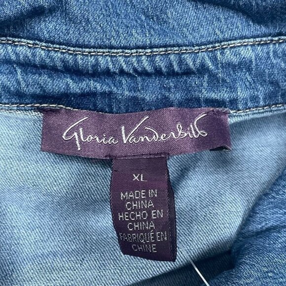 Gloria Vanderbilt XL Denim Button-Up Shirt With Pockets d0849 - Picture 2 of 8